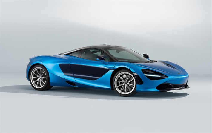McLaren 720S, 2018, 4k, azul coup&#233; deportivo, supercar, carreras de coches, azul nuevo 720S, el ajuste de la 720S, coches deportivos Brit&#225;nicos de McLaren
