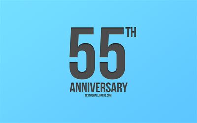 55th Anniversary sign, blue background, carbon anniversary signs, 55 Years Anniversary, stylish anniversary symbols, 55th Anniversary, creative art