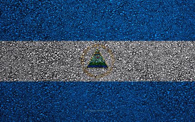 Nicaraguan lippu, asfaltti rakenne, lippu asfaltilla, Pohjois-Amerikassa, Nicaragua, liput Pohjois-Amerikan maissa