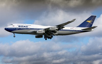 Boeing 747-400, passenger airplane, Boeing 747, airplane in the sky, airplane take-off, air travel, British Airways
