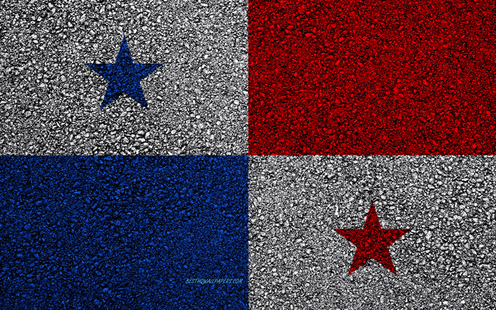 Flag of Panama, asphalt texture, flag on asphalt, Panama flag, North America, Panama, flags of North America countries
