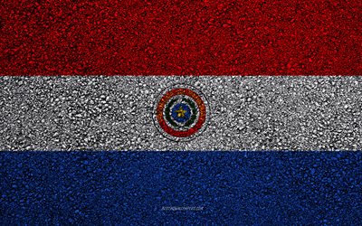 G&#252;ney Amerika &#252;lkelerinden Paraguay bayrağı, asfalt doku, asfalt bayrağı, Paraguay bayrağı, G&#252;ney Amerika, Paraguay, bayraklar