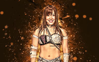 Kairi Hojo, 4k, japanese wrestlers, WWE, wrestling, neon lights, Hosako Kaori, female wrestlers, Kairi Hojo 4K, wrestlers