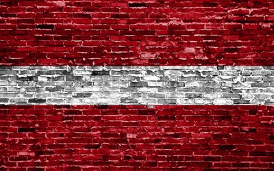 4k, letton drapeau, les briques de la texture, de l&#39;Europe, symbole national, le Drapeau de la Lettonie, brickwall, Lettonie 3D drapeau, les pays Europ&#233;ens, de la Lettonie