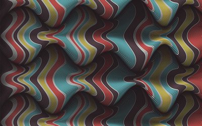 3D abstract waves, wavy fabric texture, silk, brown fabric background, brown satin, colorful silk texture, fabric textures, satin, silk textures, colorful fabric texture