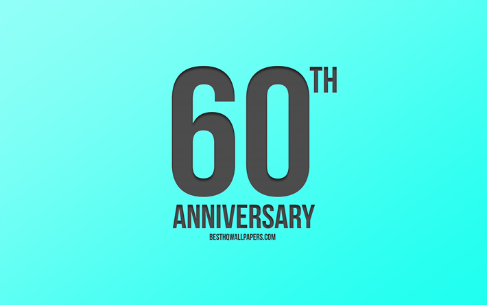 60&#186; Aniversario de la se&#241;al, azul brillante de fondo, de carbono aniversario de signos, de 60 A&#241;os de Aniversario, elegante aniversario de s&#237;mbolos, de su 60&#186; Aniversario, arte creativo