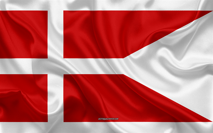 Bandiera della Royal Danish Air Force, 4K, texture di seta, seta bandiera, la Danimarca, la Royal Danish Air Force, RDAF, danese Difesa