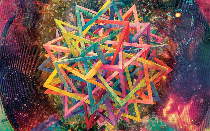 luova 3D star, 4k, abstrakti taide, 3D art, tilaa, galaxy, 3D t&#228;hte&#228;