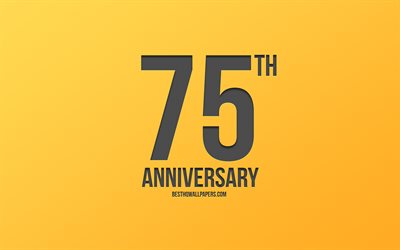 75th Anniversary sign, yellow background, carbon anniversary signs, 75 Years Anniversary, stylish anniversary symbols, 75th Anniversary, creative art