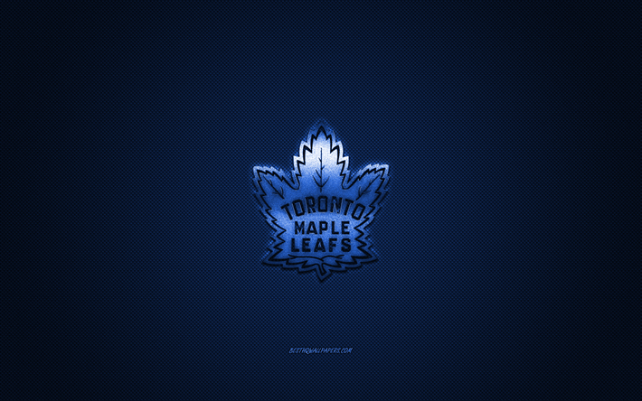 Toronto Maple Leafs, Canadense de h&#243;quei clube, NHL, azul do logotipo, azul de fibra de carbono de fundo, h&#243;quei, Toronto, Ont&#225;rio, Canad&#225;, EUA, Liga Nacional De H&#243;quei, Toronto Maple Leafs logotipo