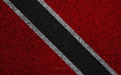 Bandiera di Trinidad e Tobago, asfalto, trama, bandiera su asfalto, Trinidad e Tobago, bandiera, America del Nord, le bandiere del Nord America, paesi