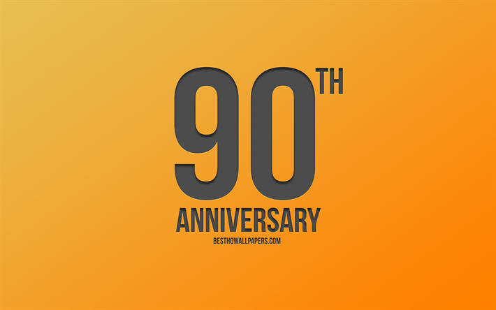 90e Anniversaire de signer, fond orange, de carbone anniversaire signes, 90 Ans Anniversaire, &#233;l&#233;gant anniversaire symboles, &#224; l&#39;occasion du 90e Anniversaire, art cr&#233;atif