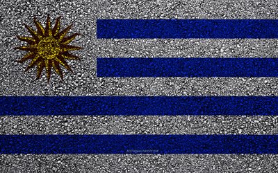 flagge von uruguay, asphalt textur, die flagge auf asphalt, uruguay flagge, s&#252;damerika, uruguay, flaggen s&#252;damerika l&#228;nder