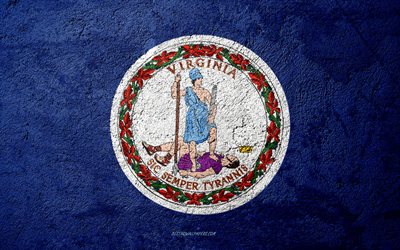 Flag of State of Virginia, concrete texture, stone background, Virginia flag, USA, Virginia State, flags on stone, Flag of Virginia