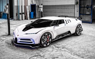 2020, Bugatti Centodieci, front view, exterior, hypercar, new white Centodieci, luxury sports cars, Bugatti