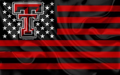 Texas Tech Red Raiders, American football team, creative American flag, red black flag, NCAA, Lubbock, Texas, USA, Texas Tech Red Raiders logo, emblem, silk flag, American football
