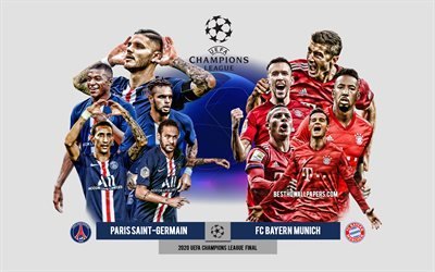 Paris Saint-Germain vs FC Bayern Munich, 2020 UEFA Champions League Final, Preview, promotional materials, football players, Champions League, football match, PSG vs FC Bayern Munich