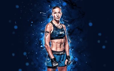 Mariya Agapova, 4k, blue neon lights, Kazakhstani fighters, MMA, UFC, female fighters, Mixed martial arts, Mariya Agapova 4K, UFC fighters, MMA fighters