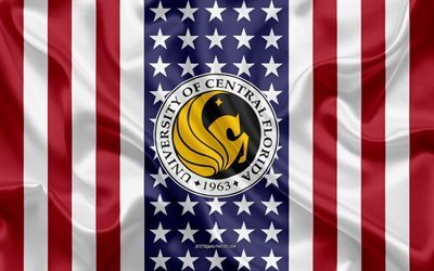 Emblema dell&#39;Universit&#224; della Florida centrale, bandiera americana, logo dell&#39;Universit&#224; della Florida centrale, Oviedo, Florida, USA, emblema dell&#39;Universit&#224; della Florida centrale