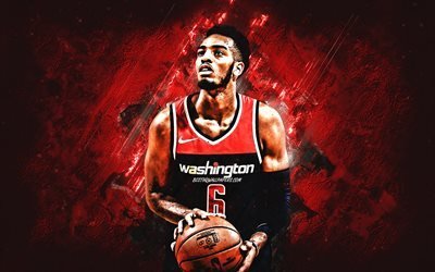 Troy Brown Jr, NBA, Washington Wizards, red stone background, American Basketball Player, portrait, USA, basketball, Washington Wizards players