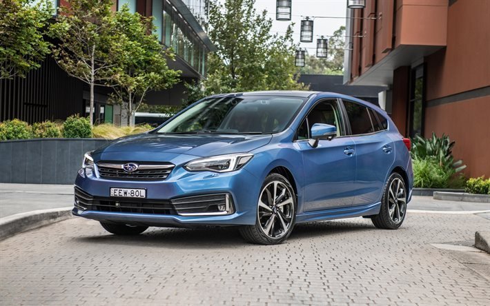 2020, Subaru Impreza, vista frontal, exterior, azul hatchback, novo Impreza azul, carros japoneses, Subaru