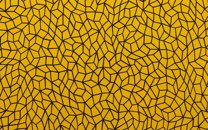 fundo de padr&#245;es amarelos, textura de padr&#245;es amarelos, abstra&#231;&#227;o amarela criativa, textura de ornamento, textura de ornamento amarelo