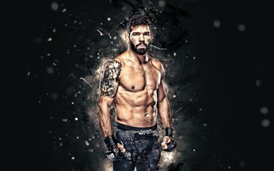 Raphael Assuncao, 4k, beyaz neon ışıklar, Brezilyalı savaşçılar, MMA, UFC, Raphael Oliveira Assuncao, Karma dövüş sanatları, Raphael Assuncao 4K, UFC savaşçıları, MMA savaşçıları