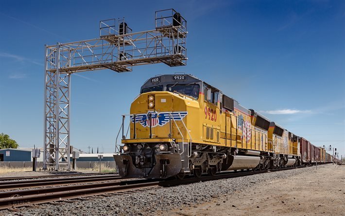 Download wallpapers EMD SD59MX, train, american freight train, Union