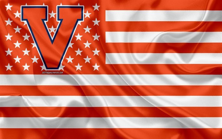 Virginia Cavaliers, amerikkalainen jalkapallojoukkue, luova amerikkalainen lippu, oranssi ja valkoinen lippu, NCAA, Charlottesville, Virginia, USA, Virginia Cavaliers logo, tunnus, silkkilippu, amerikkalainen jalkapallo