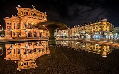 &#192; francfort, en Allemagne, la nuit, la fontaine, Frankfurt am main