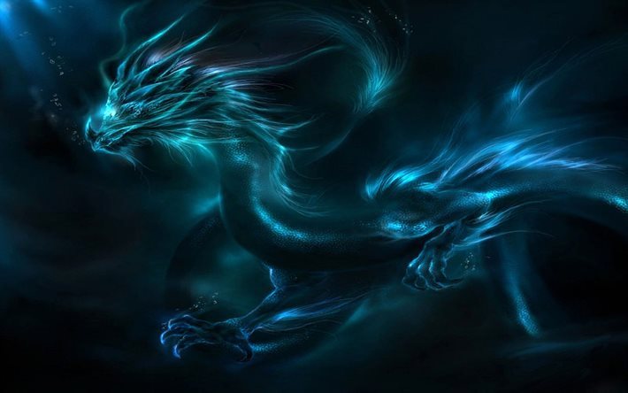 neon dragon, dragon 3d, dragon peint