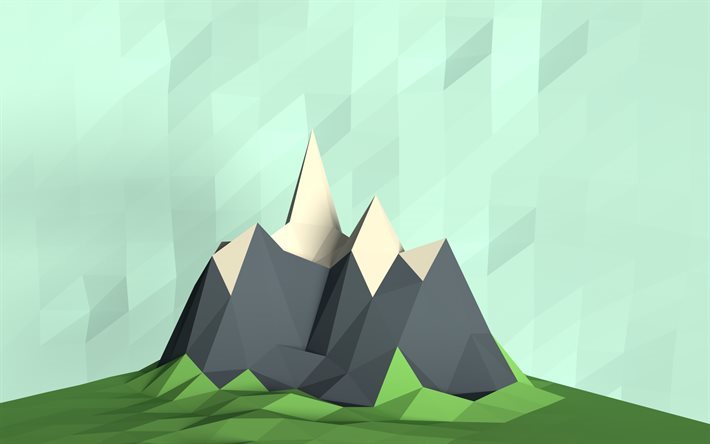 low-poly berg, abstrakt, berg, polygonale abstraktion