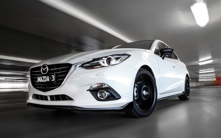 Mazda 3 MPS, 4k, 2017 carros, estrada, movimento, Mazda 3, carros japoneses, Mazda