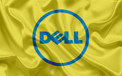 A Dell, emblema, Log&#243;tipo da Dell, amarelo de seda bandeira