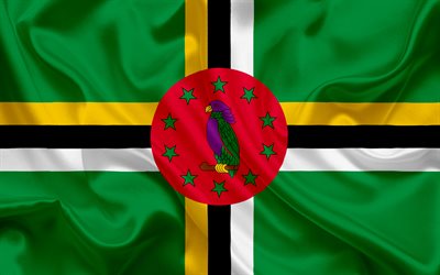 drapeau de la Dominique, des Cara&#239;bes, de la Dominique, de la soie du drapeau