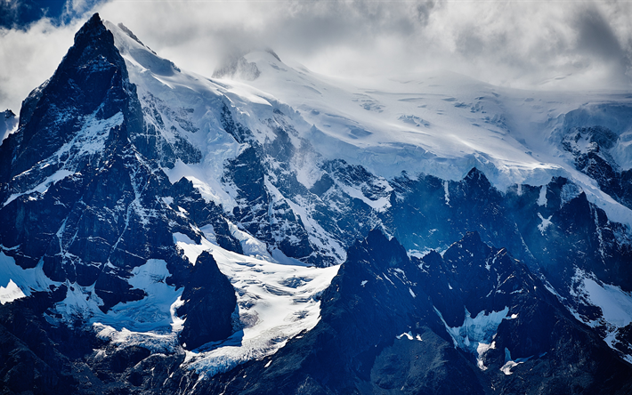 Torres del Paine National Park, Cordillera Paine, 4k, vuoret, Patagonia, Chile