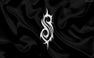 Slipknot, ロゴ, 黒のシルクフラグ, Slipknotエンブレム, 金属