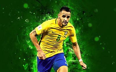 Renato Augusto, goal, Brazil National Team, fan art, Augusto, soccer, footballers, neon lights, football stars, Brazilian football team
