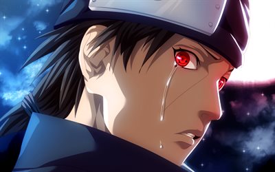 Itachi Uchiha, red eyes, manga, artwork, Naruto, Anbu Captain