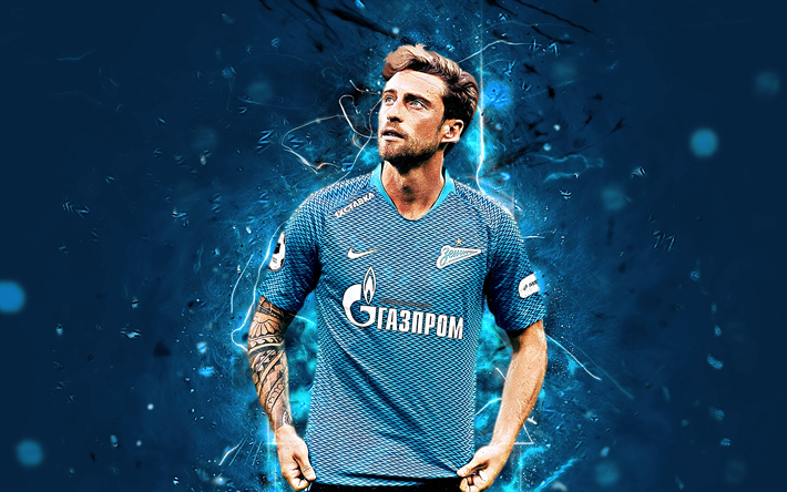 Claudio Marchisio, 4k, soyut sanat, İtalyan futbolcu, FC Zenit, futbol, Rusya Premier Ligi, Marchisio, neon ışıkları, Rusya, yaratıcı