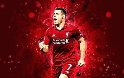 James Milner, gol, soyut sanat, İngiliz futbolcu, Liverpool FC, Milner, İngiltere Premier Ligi, futbolcular, neon ışıkları