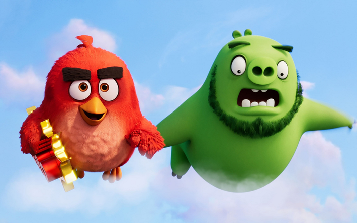 Angry Birds 2, 2019, les personnages principaux, des mat&#233;riels promotionnels, affiches, Angry Birds, Rouge, Leonard