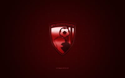AFC Bournemouth, English football club, Premier League, red logo, red carbon fiber background, football, Bournemouth, England, AFC Bournemouth logo