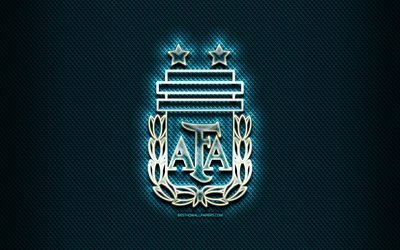 Argentinean football team, glass logo, South America, Conmebol, blue grunge background, Argentina National Football Team, soccer, AFA logo, football, Argentina