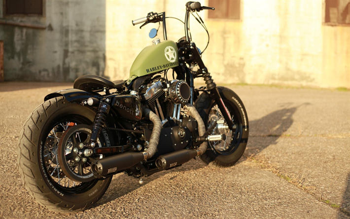 A Harley-Davidson, XL1200X de Quarenta e Oito, Bobber, Thunderbike Bens Pessoais 48, XL1200X, estilo militar, tuning, americana de motocicletas