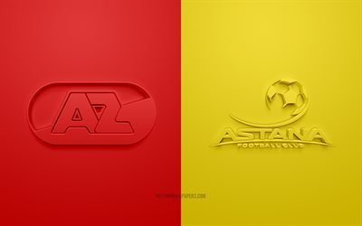 AZ Alkmaar vs FC Astana, Europa League, 2019, promo, football match, UEFA, Group L, UEFA Europa League, AZ Alkmaar, FC Astana, 3d art, 3d logo