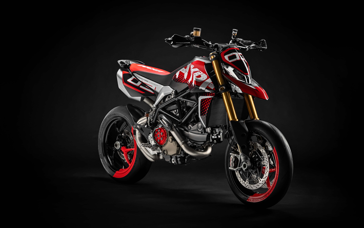 Ducati Hypermotard 950, 4k, la oscuridad, 2019 motos, moto gp, superbikes, 2019 Ducati Hypermotard 950, italiano de motocicletas, Ducati