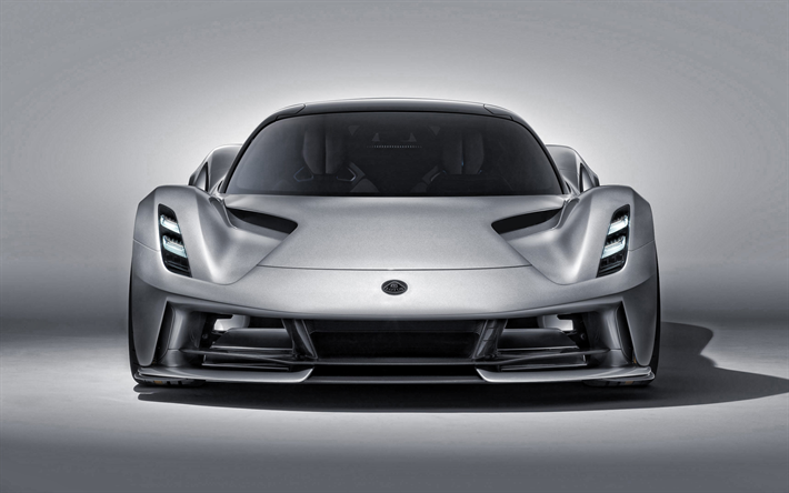 2020, Lotus Eviya, vista de frente, hypercar, de plata nueva Eviya, supercars, Lotus