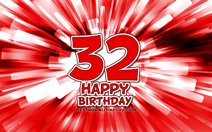 幸せに32歳の誕生日, 4k, 赤線の概要, 誕生パーティー, 創造, 第32回誕生パーティー, 漫画美術, 誕生日プ, 32歳の誕生日
