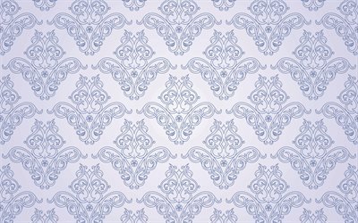 Blu retr&#242;, texture con ornamenti, ornamenti floreali texture, blu ornamento texture, blu retr&#242; sfondo floreale, seamless texture